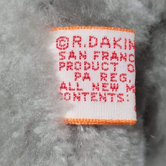 Vintage 80s Dakin Mouse Pink Polka Dot Tie 9 Inch Gray Plush Stuffed Animal Toy - Picture 3 of 5